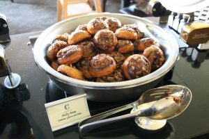 Delicious sticky buns on the buffet